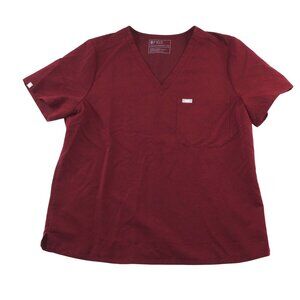Figs Unisex XXL Catarina One Burgundy Red Front Pocket Medical Scrub Top Nurse